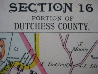 1891 Hudson River Map Dutchess County New York Wappingers Falls Orange 