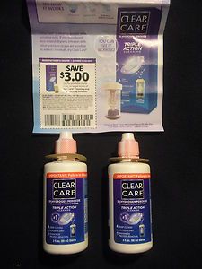 TWO**CLEAR CARE*CLEANING & DISINFECTING*CONTACT SOLUTION* + free 3.00 