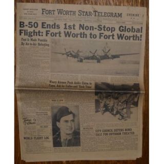   FORT WORTH Newspaper 8TH AIR FORCE B 50 BOMBER CARSWELL AFB POST WWII