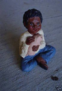 1984 Carolyn Carpin Little Black Boy w Pig Figurine