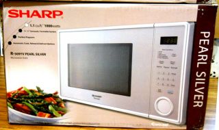 Sharp Carousel Pearl Silver 1000 w Watt Counter Top Microwave Oven R 