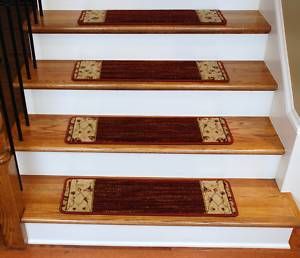 Premium Wool Carpet Stair Treads Burgundy 30 x 9