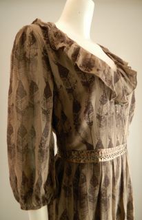 Sundance Catalog Fine Feathered Silk Taupe Dress 70 Off Retail
