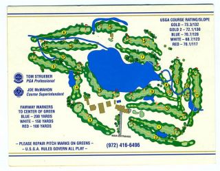 Columbian Country Club of Dallas Golf Score Card Carrollton Texas