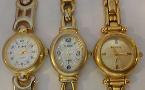 Vintage Visage Carriage Fossil Set of 3 Ladies Watches