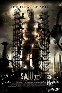 cary elwes and costas mandylor autographed saw poster