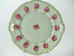 Antique C T Carl Tielsch Germany Handled Porcelain Roses Plate