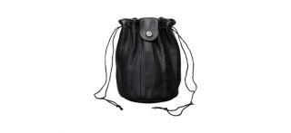 Castleford Black Leather Pipe Tobacco Pouch Drawstring Bag