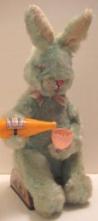   Vintage Battery Operated Bunny Rabbit Drinking Carrot Juice in Egg Cup