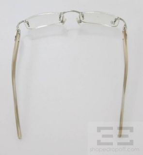 Cartier Beige Silver Rectangular Frame Rimless Eyeglasses