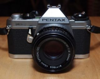 pentax mg with pentax m 50mm f 2 lens and case clean