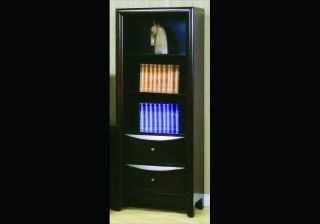 Cappuccino Finish Black Media Tower Bookcase Book Case