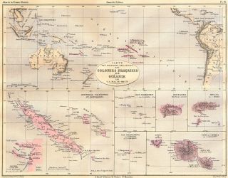 Title of map Carte des Positions Relatives des Colonies Fracaises 