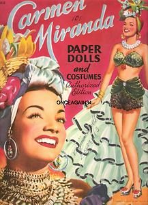 VINTAGE UNCUT 1952 CARMEN MIRANDA/CALYPSO PAPER DOLLS~~#1 