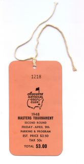 RARE 1948 Augusta National Masters Tournament Badge Pass Ticket Claude 