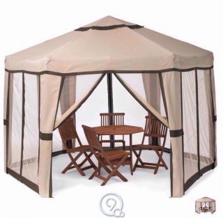   Up pavilion Hexagon Gazebo Mosquito Bug netting cathedral ceiling Tent