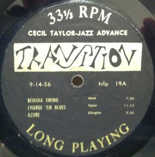 CECIL TAYLOR jazz advance LP VG  TRLP 19 Transition 1st Press 1956 