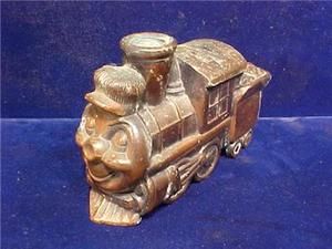Vintage Casey Jones Train Engine Piggy Bank Copper