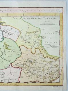 Turkmenistan Kazakhstan Caspian Bukhara Old Antique Map by Bellin 1749 