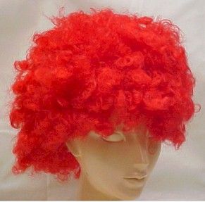 Nice New Red Bushy Hair Clown Afro Wig Curly Carrot Top