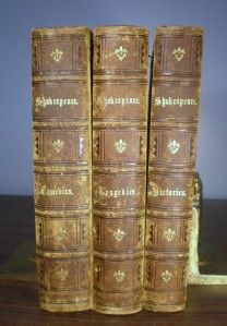 Cassells Illustrated Shakespeare H C Selous 3 Vol Tooled Full Leather 