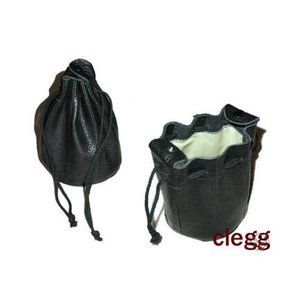 Castleford Black Leather Pipe Tobacco Pouch Drawstring Bag  