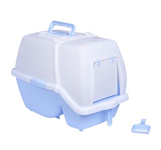 New Deluxe Cat Litter Kitty Pan Pet Box Enclosed w Scoop w Deep Entry 