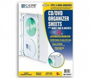 Line 61918 Deluxe CD DVD Ring Binder Storage Sheets