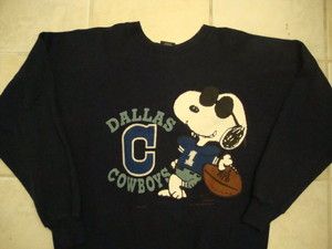   Dallas Cowboys Snoopy Joe Cool Cartoon Comic Book Sweatshirt L
