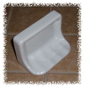 Ceramic Soap Dish for Tub Shower or Sink Glossy White Thinset Mount 
