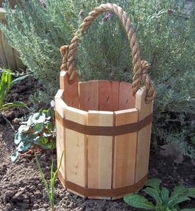 Cedar Wood Wishing Well Garden Bucket