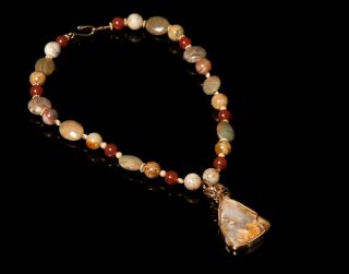 Plume Agate Wrapped in 14kt Gold Filled Wire Necklace
