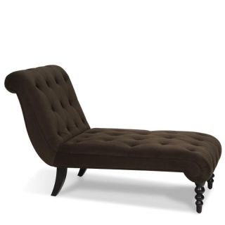 Chocolate Velvet Fabric Curves Tufted Chaise Lounge