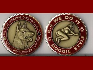 Working Dog K9 Handler Military Challenge Coin Red St