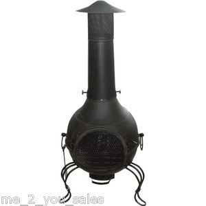 New Black Chiminea Fire Pit Outdoor Fireplace N3