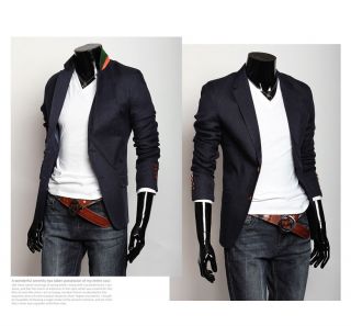 New Mens Casual Dress Style Basic Linen Stuff 2Button 4Color Jacket 