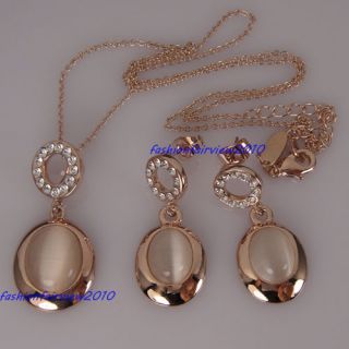 Swarovski Crystal Cats Eye Stone Ear Studs Earrings Necklace Jewelry 