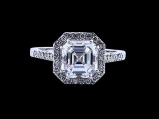 Asscher Center Diamond 2 Carat Engagement Ring New