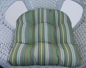Sunbrella Wicker Chair Seat U Cushion Outdoor Choice of Stripe 