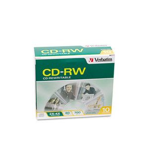 Verbatim CD RW Discs, 700MB/80min, 2x 4x, Jewel Cases, 10/Pk 