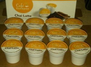 12 Cafe Escapes Chai Latte Black Tea K cups Cinnamon Honey Milk Keurig 