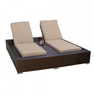   Classics Jamaica Outdoor Wicker Patio Double Chaise Lounge Sand