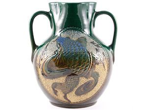 Charles H Brannam Chinese Style Fish Vase C1895