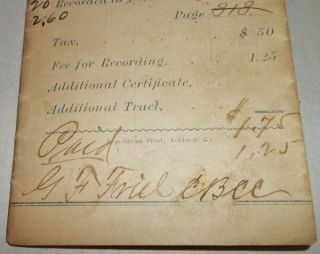 1889 Deed Ashland Catlettsburg KY Boyd Greenup Co White Geiger Eastham 