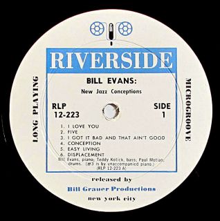Bill Evans New Jazz Conceptions Orig Mono D G Flat Edge LP Nice