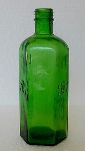 Bottle Poison Emerald Green Skull Crossbones 6 Sides Screw Cap German 