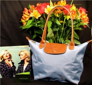 Longchamp New Medium Bag Thistle or Chardon Blue Purse