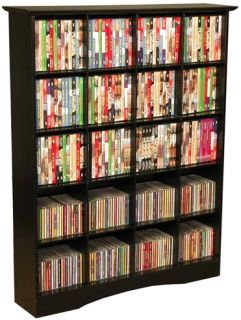 Black 400 CD DVD Media Storage Tower Shelf Rack Cabinet