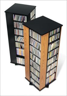 Oak 4 Sided Spinning CD DVD Media Tower Storage