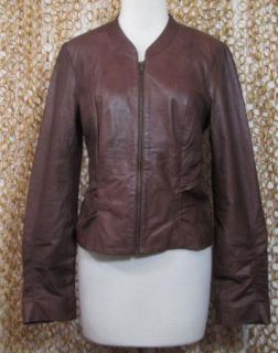 Classiques Entier Womens Buttery Soft Brown Leather Zip Up Ruched 